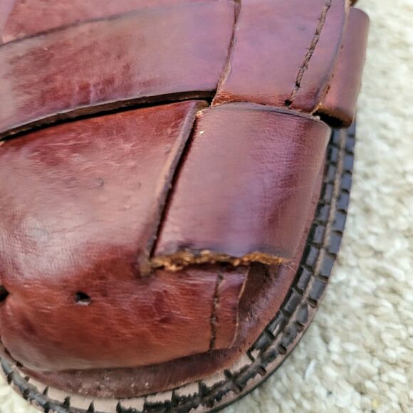 Roma NZ Mens Genuine Leather Sandals US10  UK8 Hollow Out Weave Buckle Casual - Picture 8 of 10